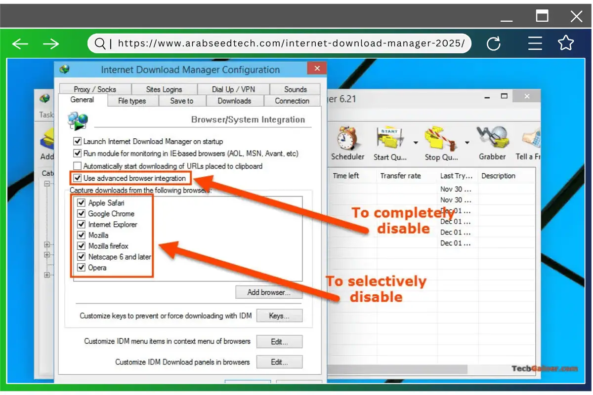 اختصارات برنامج idm لتسهيل الاستخدام