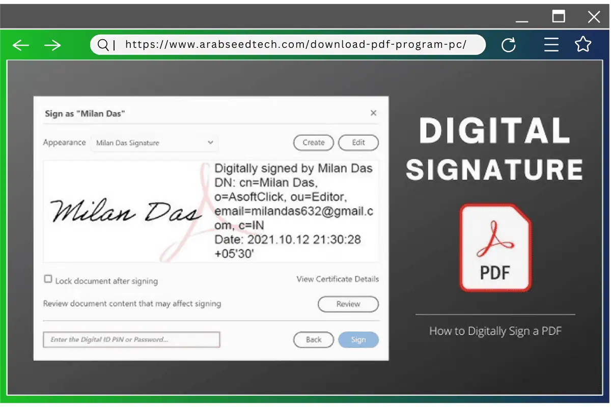 برنامج pdf لإضافة التوقيعات إلى ملفاتك الموثقة بصيغة pdf