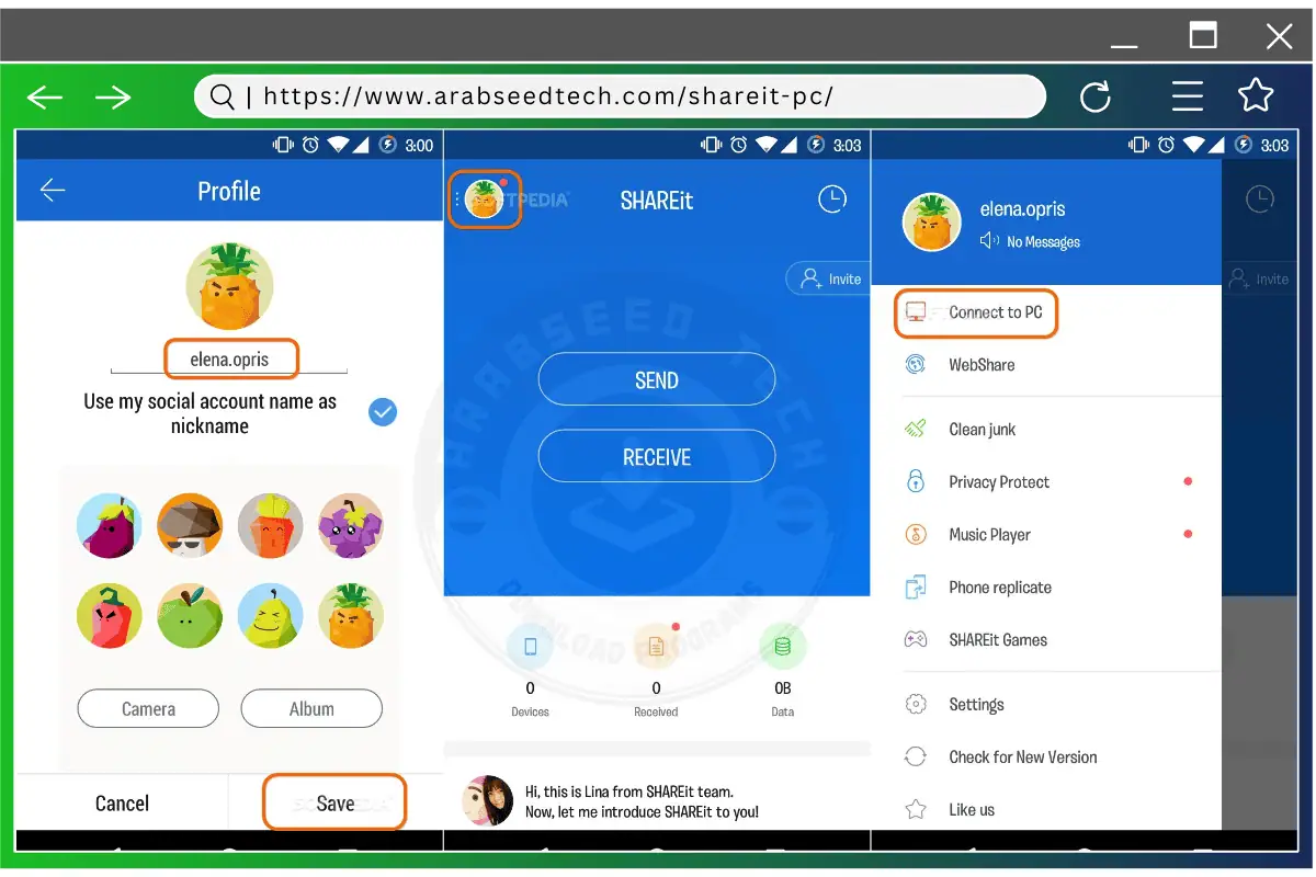واجهة ShareIt سهلة الاستخدام تسلط الضوء على إمكانيات نقل الملفات مع سهولة التنقل وخيارات إقران الأجهزة