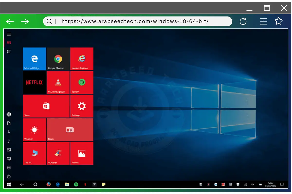 تتميز واجهة مستخدم Windows 10 بقائمة ابدأ وشريط المهام وعناصر سطح المكتب بتصميم أنيق ومنظم